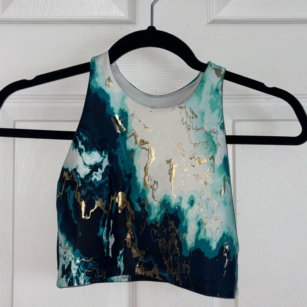 Navy/Teal/White/Gold Girl’s Sports Bra (YM)